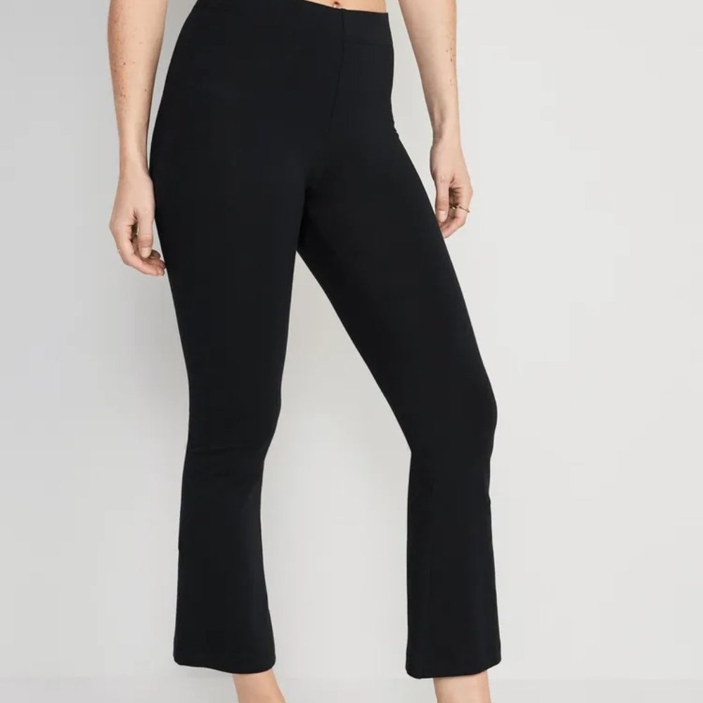 Old Navy Black High Waisted Cropped Flare Leggings / Tall/ L